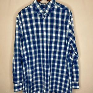 Men’s southern tide blue plaid classic fit button down shirt size extra large